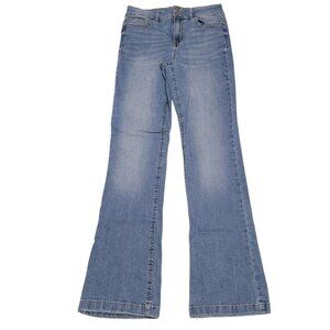 High Rise Waist Bootcut Denim‎ Jeans Light Wash Junior Size 7 Double Button